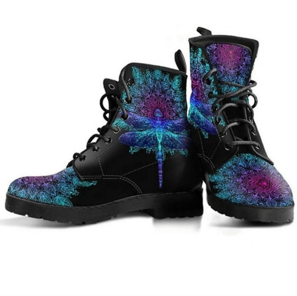 Purple Dragonfly Mandala Women's Boots Size 9 - Picture 3 of 13